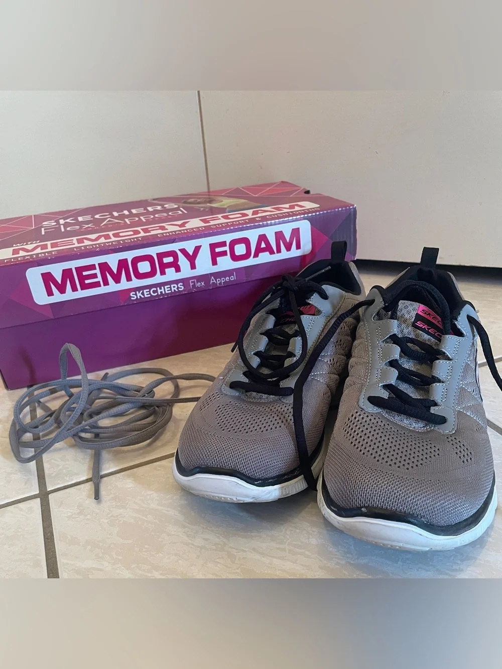 Skechers Gray Athletic Memory Foam Sneakers